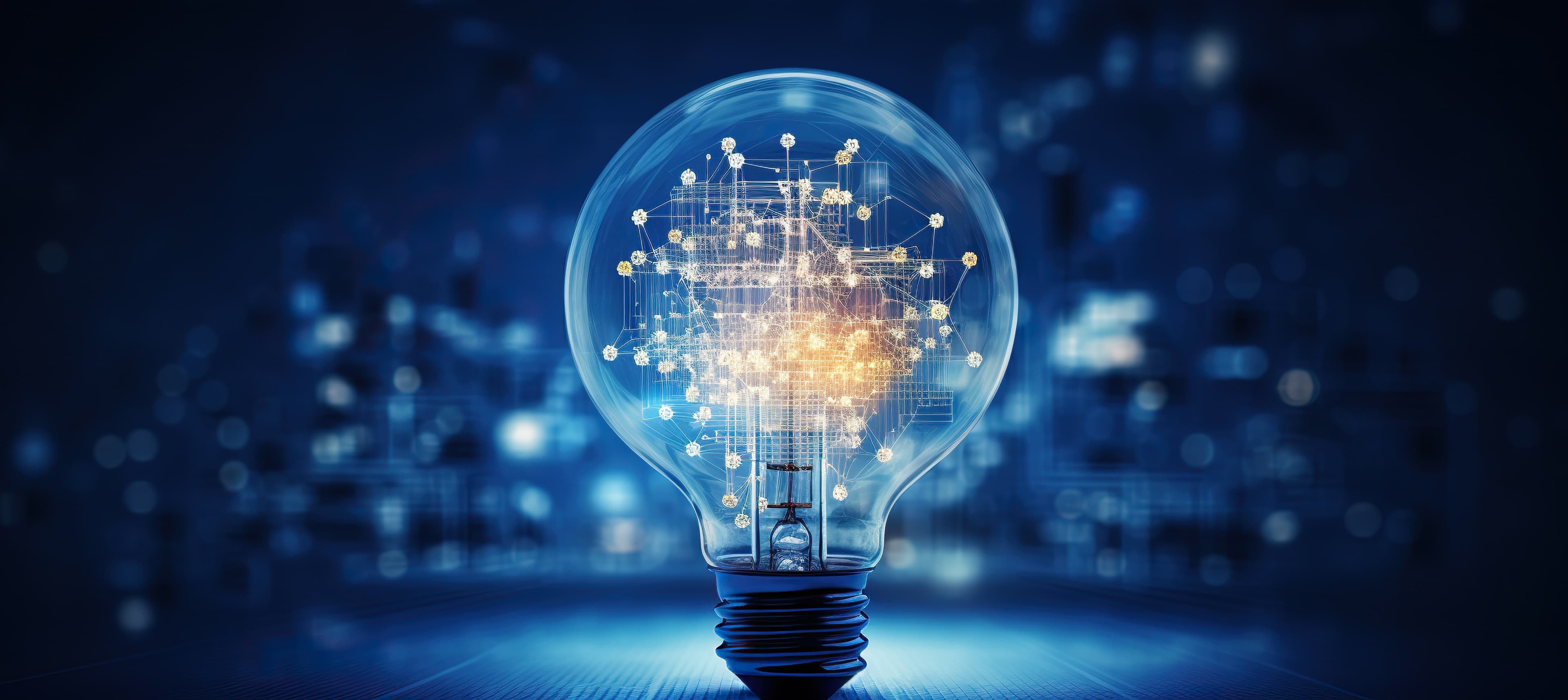 A lightbulb filled with a network of ideas